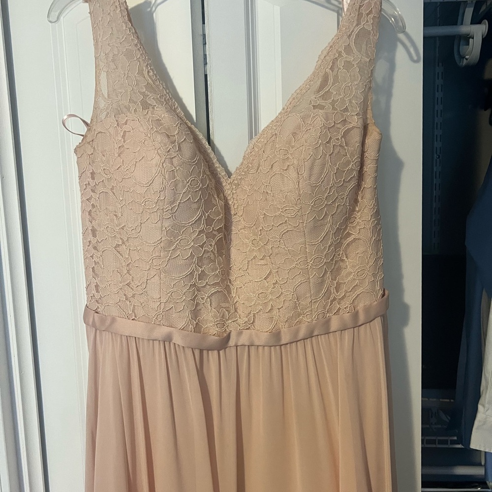 MoriLee blush bridesmaid dress